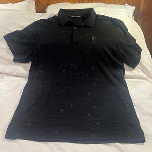 Travis Mathew Modesto Polo Shirt Black w Palm Tree Print SIZE XL Golf Polo